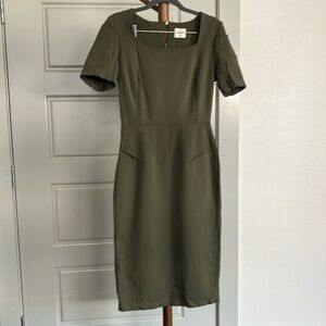 Olive green office dress